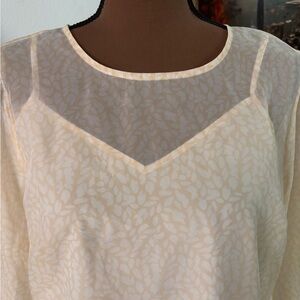 LOFT Feather Print Tie Back Peplum Blouse size M great condition